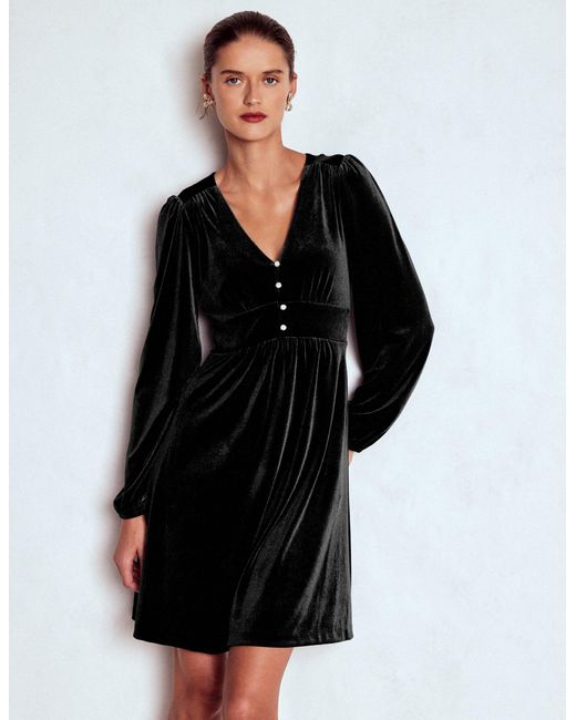 Boden Black Jocelyn Short Velvet Dress