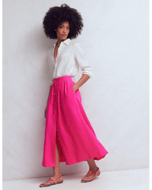 Boden Pink Emma Linen Maxi Skirt
