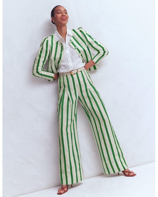 Boden White Mayfair Linen Trousers