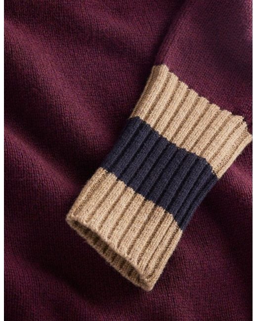 Boden Multicolor Merino Knitted Dress-Dark Cherry, Stripe