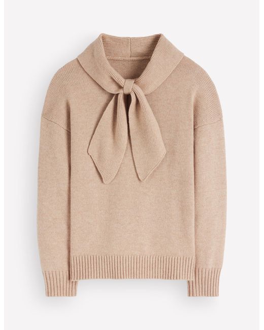 Boden Natural Lydia Tie Neck Knitted Sweater