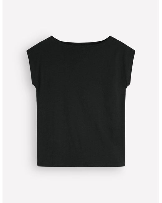 Boden Black Supersoft Slash Neck T-Shirt