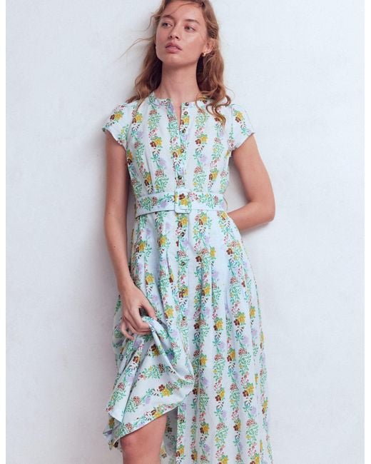 Boden Blue Arabella Linen Blend Dress