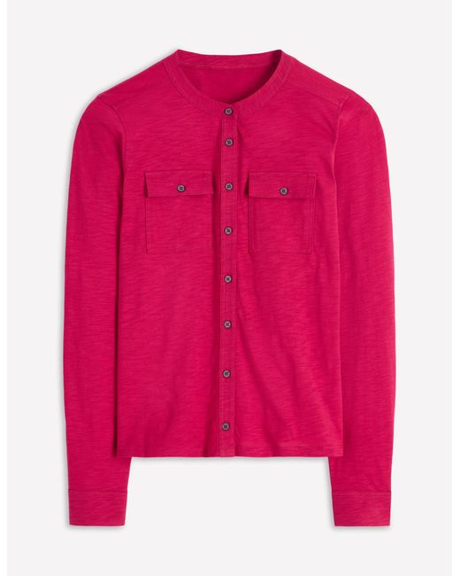 Boden Red Topstitched Pocket Shirt