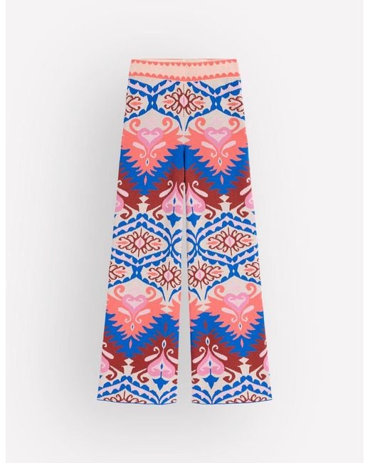 Boden White Jacquard Knitted Trousers