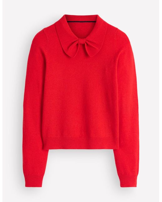 Boden Red Bow Neck Knitted Jumper