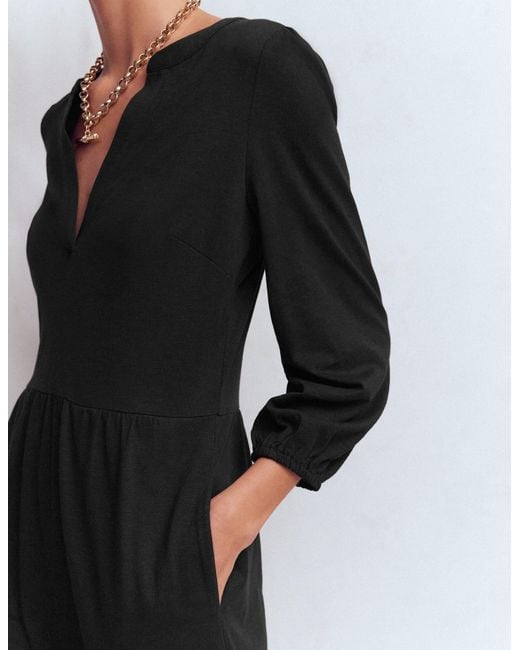 Boden Black Cathy Notch Neck Jersey Dress