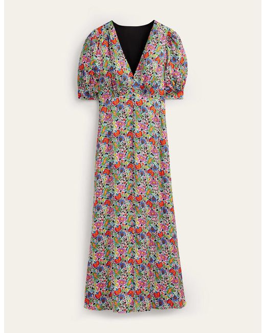 Boden Satin Midi Tea Dress Multi Lyst