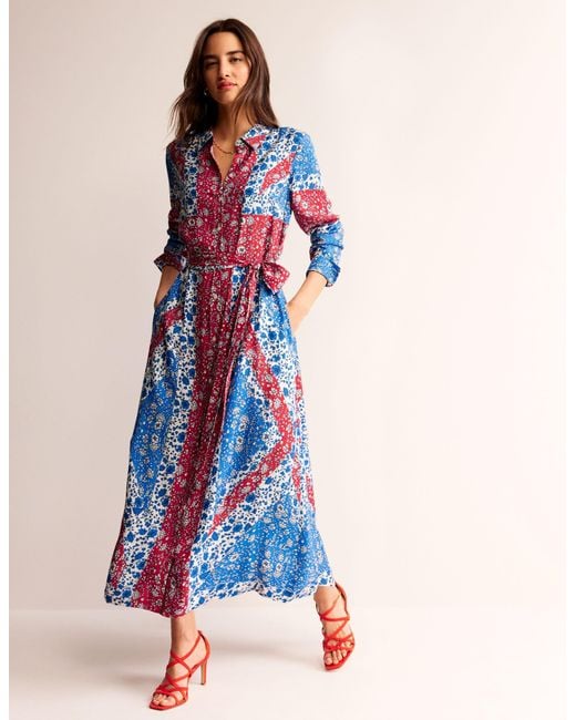 knee length dresses for ladies Plus Size Union Jack Dress / Long Sleeve Dress with Pockets / Sizes 2XS
