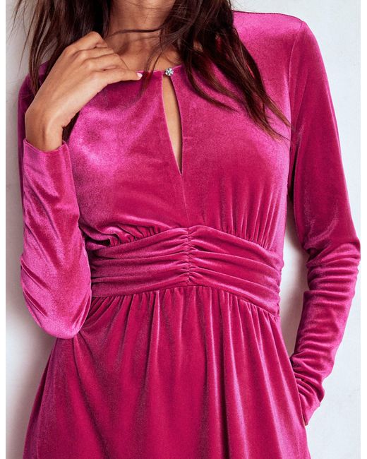 Boden Pink Tilda Velvet Midi Dress