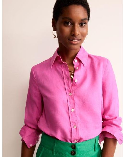 Boden Pink Sienna Linen Shirt