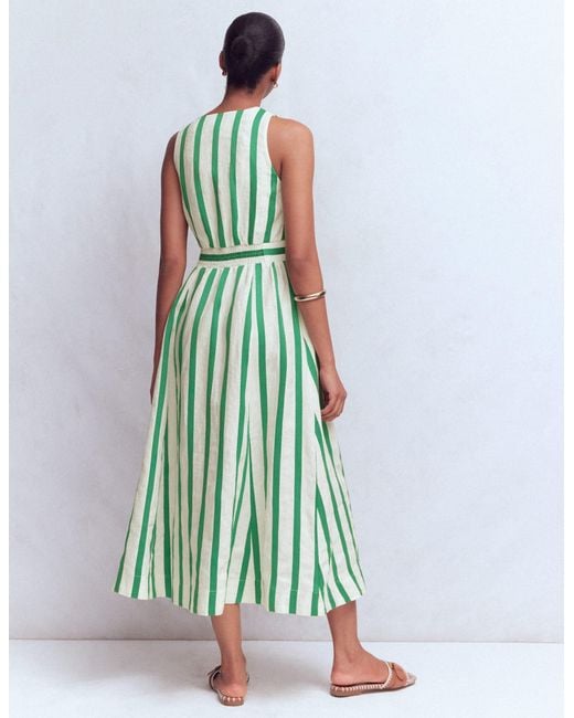 Boden Green Catherine Button Linen Dress