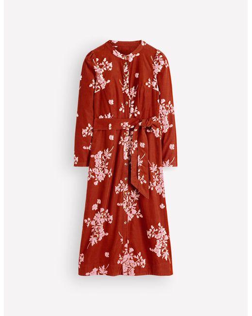 Boden Red Louise Cord Midi Shirt Dress
