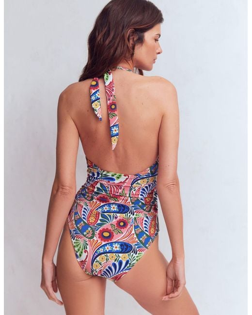 Boden Red Sorrento Hoop Sash Swimsuit