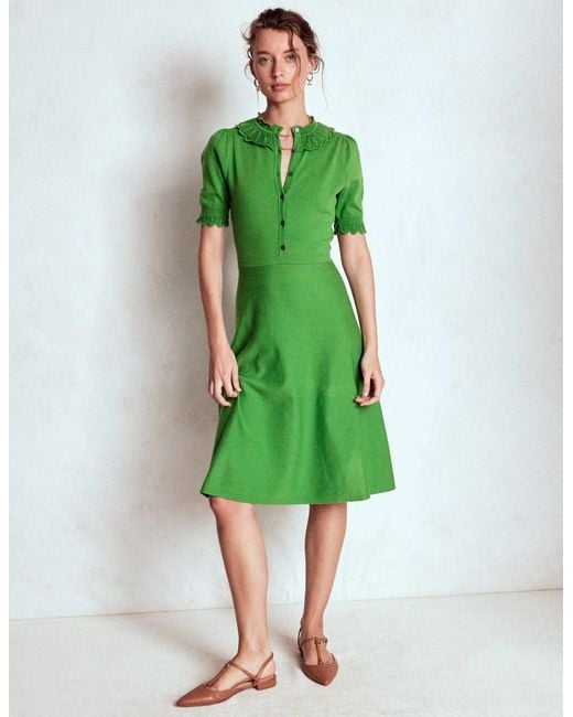 Boden Green Melina Ruffle Knitted Dress