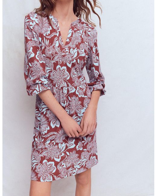 Boden Purple Cathy Notch Neck Jersey Dress