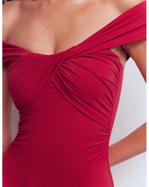 Boden Red Bardot Wrap Swimsuit