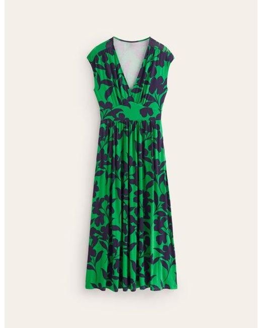 Boden Vanessa Wrap Jersey Maxi Dress Green, Silhouette Bloom