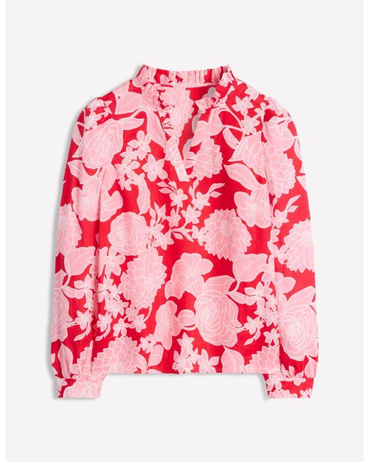 Boden Red Grace Linen Top