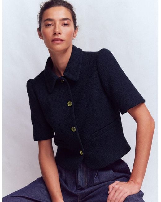 Boden Blue Short Sleeve Textured Jacket