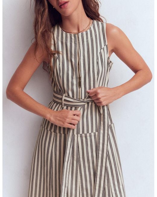 Boden White Sleeveless Zip Denim Dress