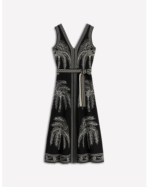 Boden Black V Neck Jacquard Dress