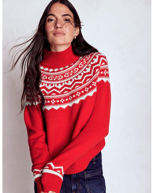 Boden Red Marion Merino High Neck Jumper