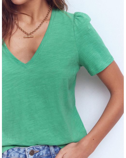 Boden Green V Neck Slub T-Shirt