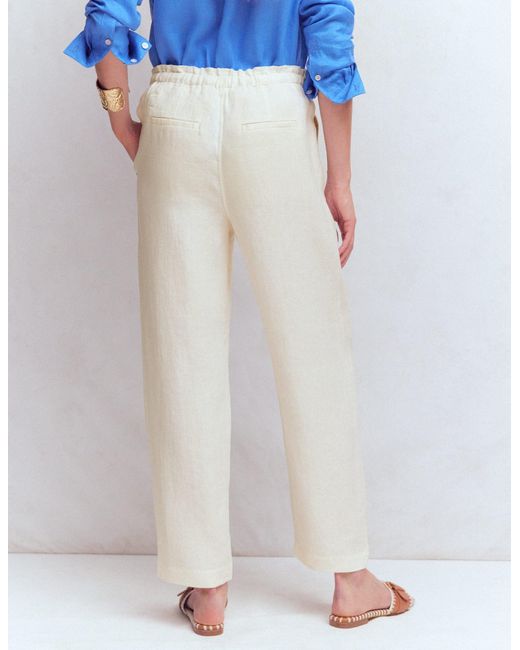 Boden Blue Islington Linen Crop Trousers