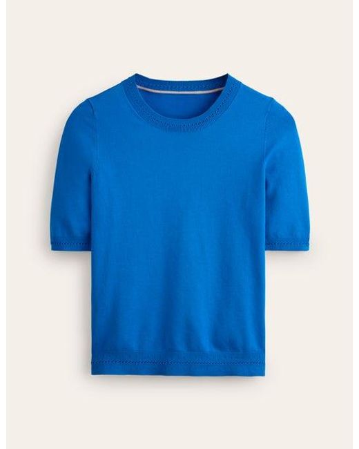 Boden Blue Catriona Baumwoll-T-Shirt Mit Rundhalsausschnitt Damen