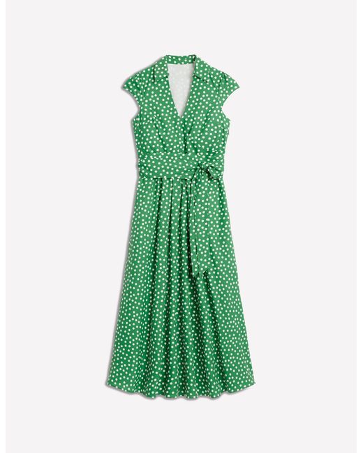 Boden Green Julia Cotton Wrap Midi Dress-Poppy, Floweret Vine