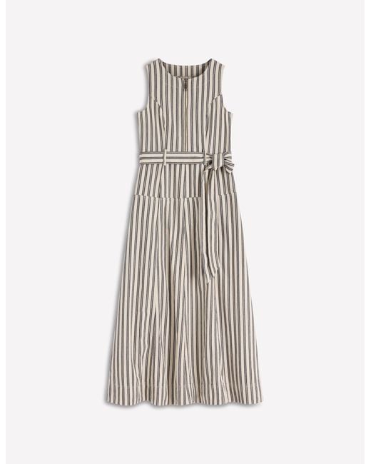 Boden White Sleeveless Zip Denim Dress