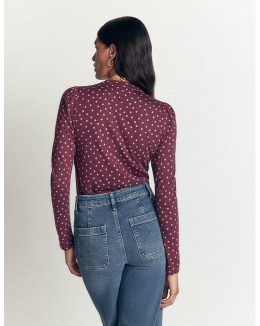 Boden Purple Supersoft Puff Sleeve Shirt