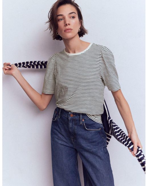 Boden White Sophie Puff Sleeve T-Shirt