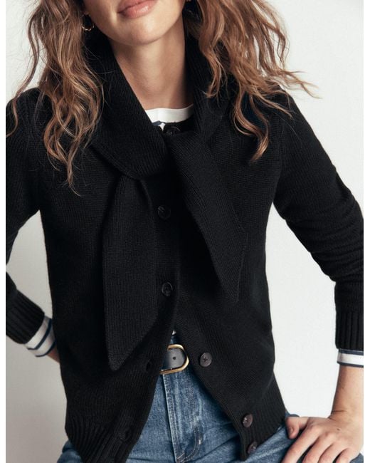 Boden Black Lydia Tie Neck Knit Cardigan