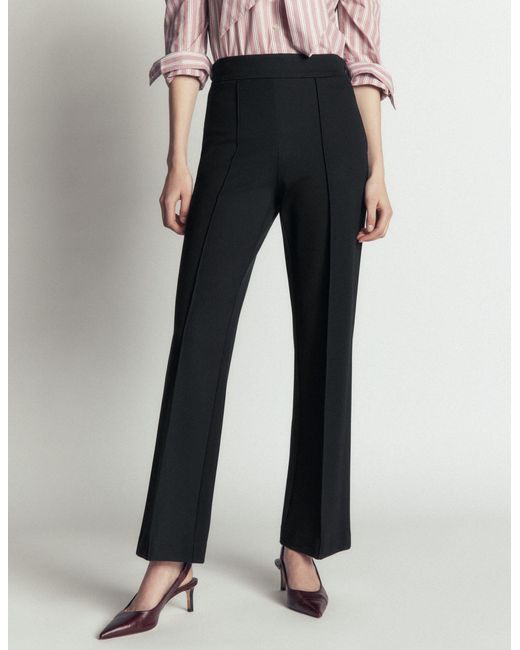 Boden Black Straight Leg Ponte Trousers