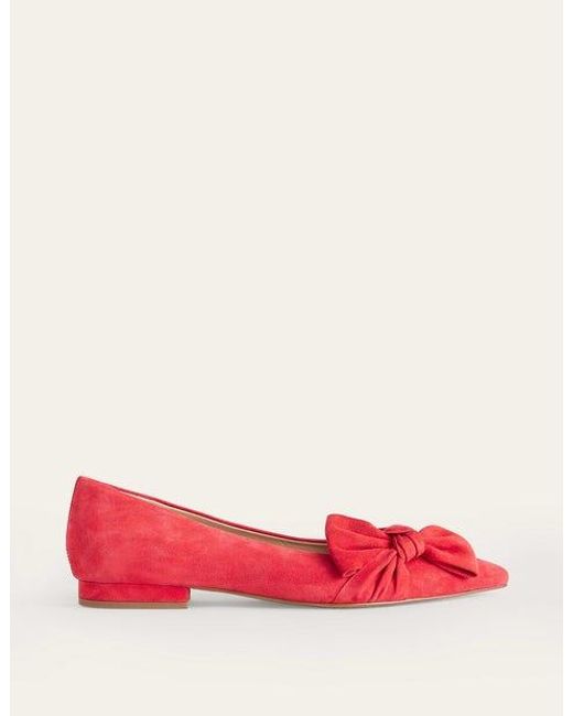 Boden Red Suede-bow Ballet Flats