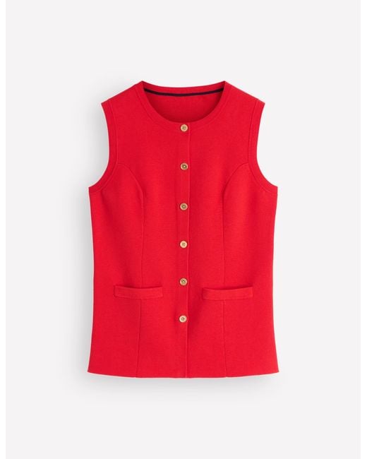 Boden Red Crew Milano Knit Waistcoat