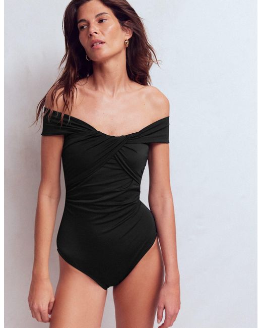Boden Black Bardot Wrap Swimsuit