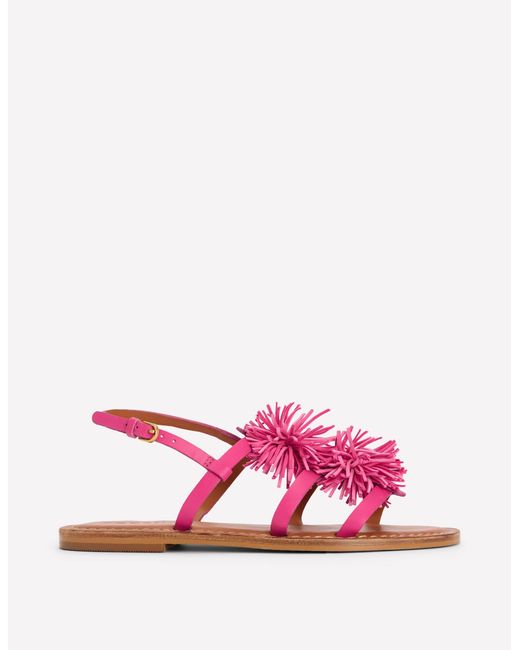 Boden Pink Pom Pom Flat Sandals