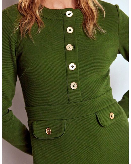Boden Green Lavinia Button Shift Dress