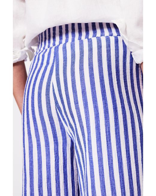 Boden Blue Verkürzte Doppeltuch-Hose-Hellblau, Gestreift