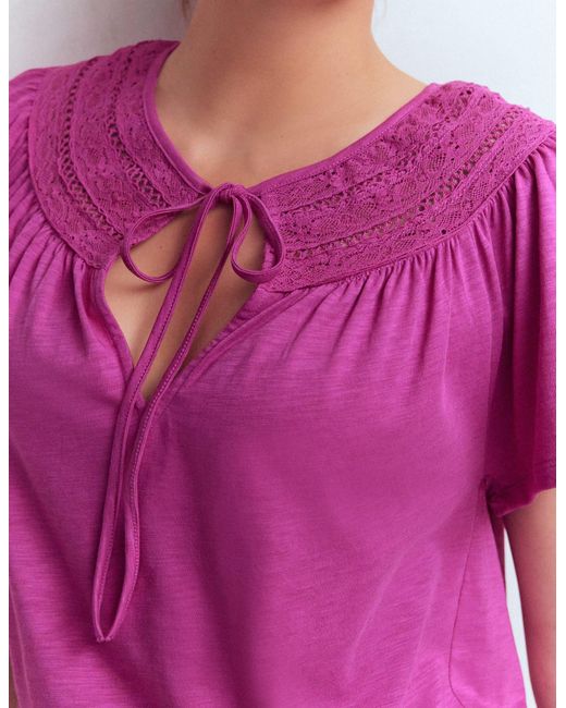 Boden Purple Edi Trim Detail T-Shirt