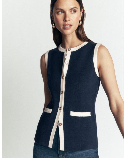 Boden Blue Crew Milano Knit Waistcoat