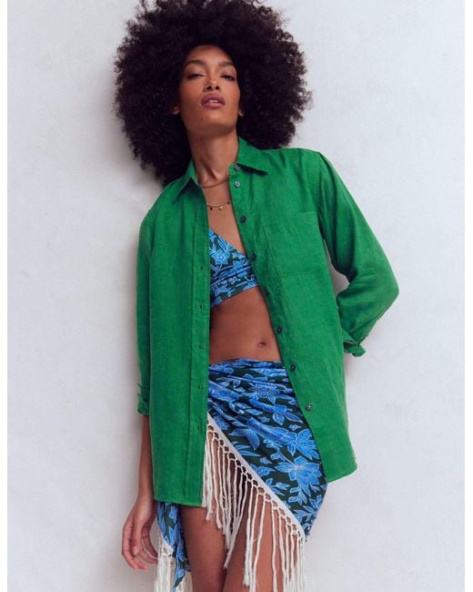 Boden Green Sadie Relaxed Linen Shirt