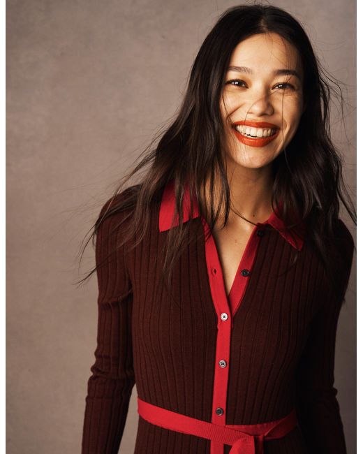 Boden Red Rachel Knitted Shirt Dress