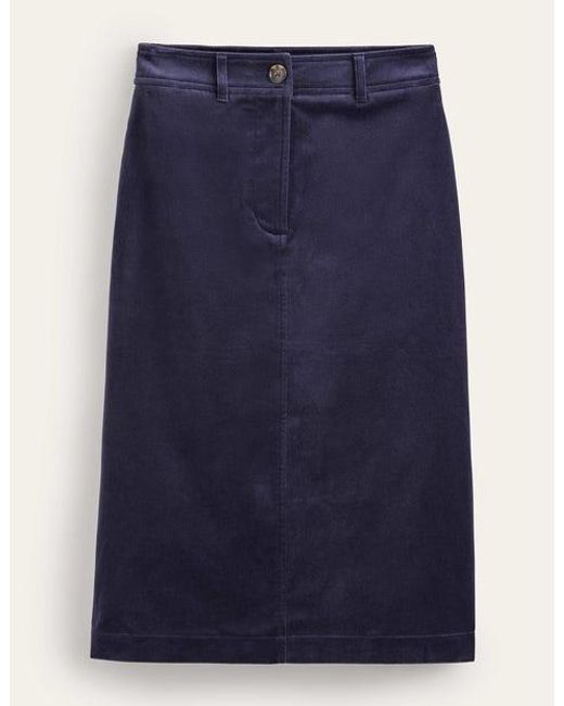Boden Blue Margot Velvet Midi Skirt