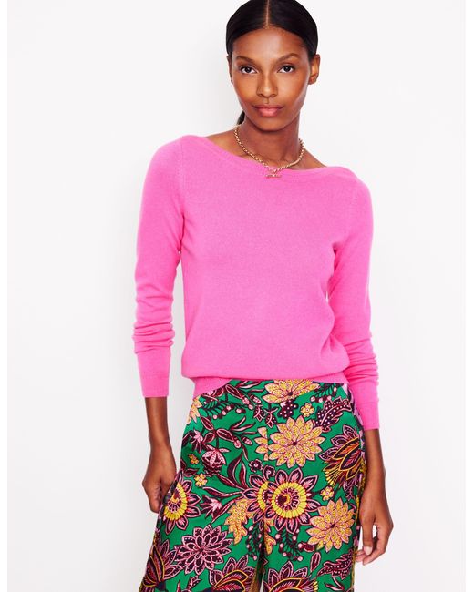 Boden Pink Eva Cashmere Boat Neck Jumper