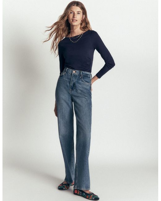 Boden Blue Gathered Detail Long Sleeve