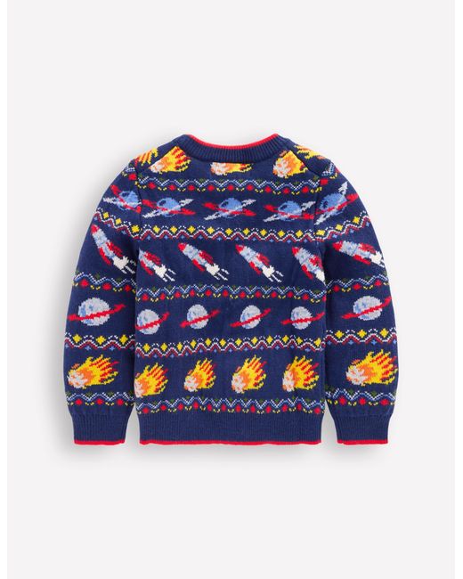 Pull Motif Jacquard-Espace Bleu Marine Universitaire Boden pour homme en coloris Blue